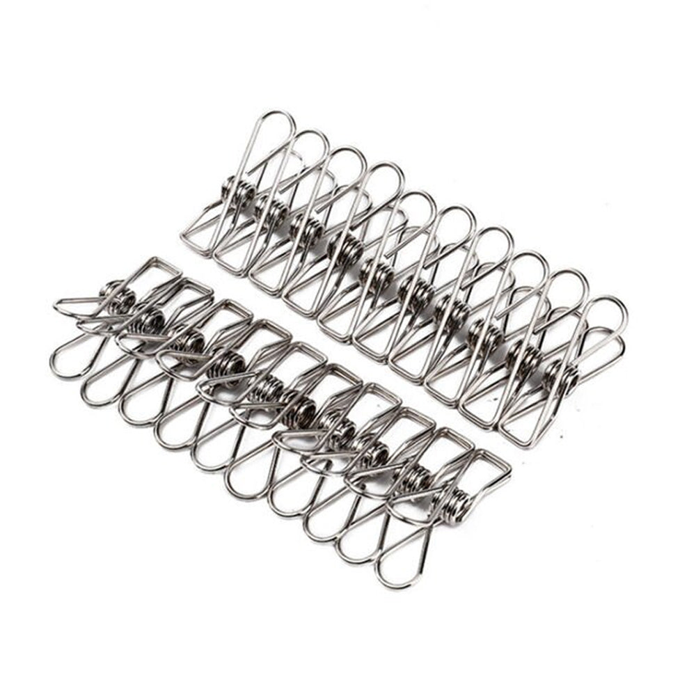 60pcs Stainless Steel Clothes Pegs Windproof Sealing Clamp