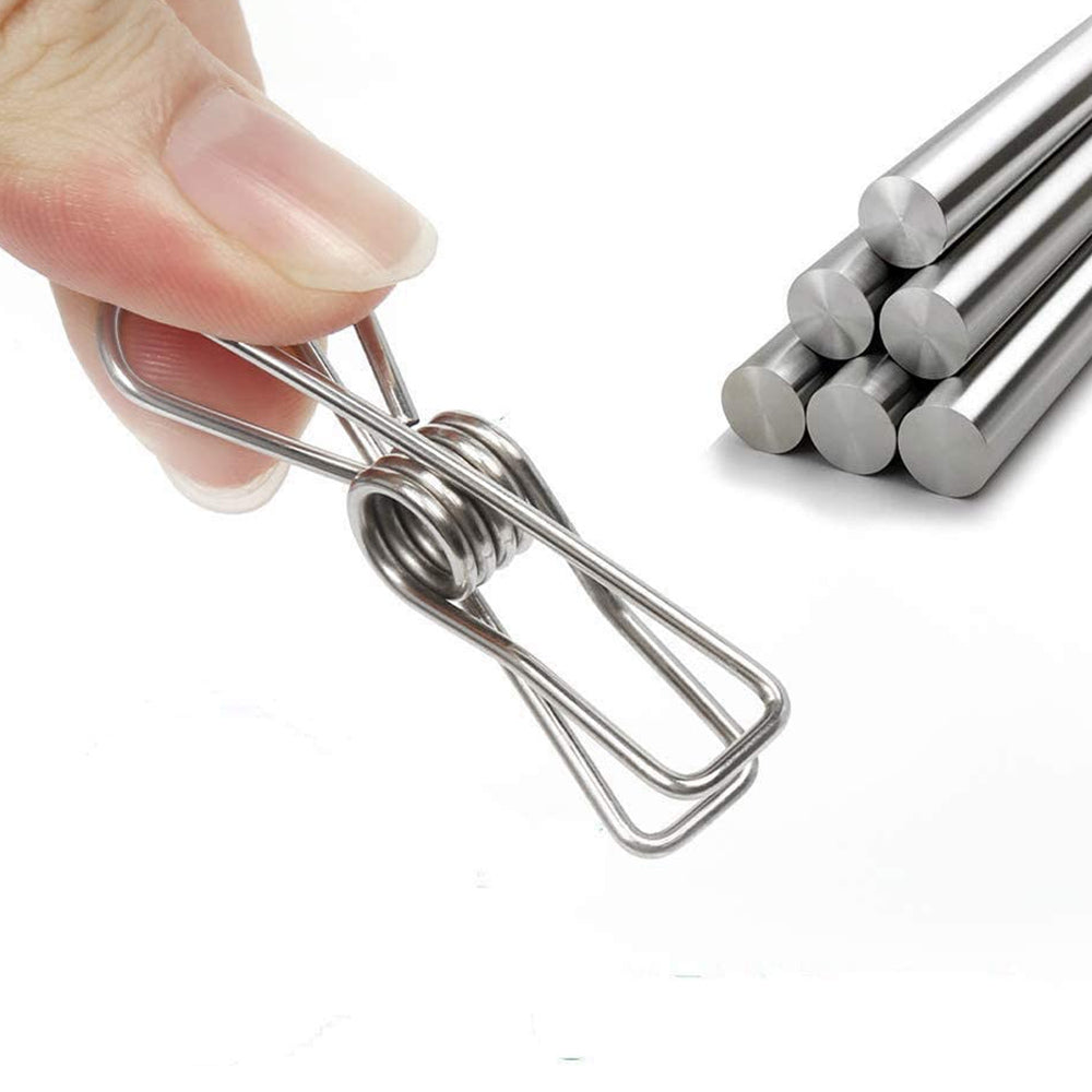 60pcs Stainless Steel Clothes Pegs Windproof Sealing Clamp