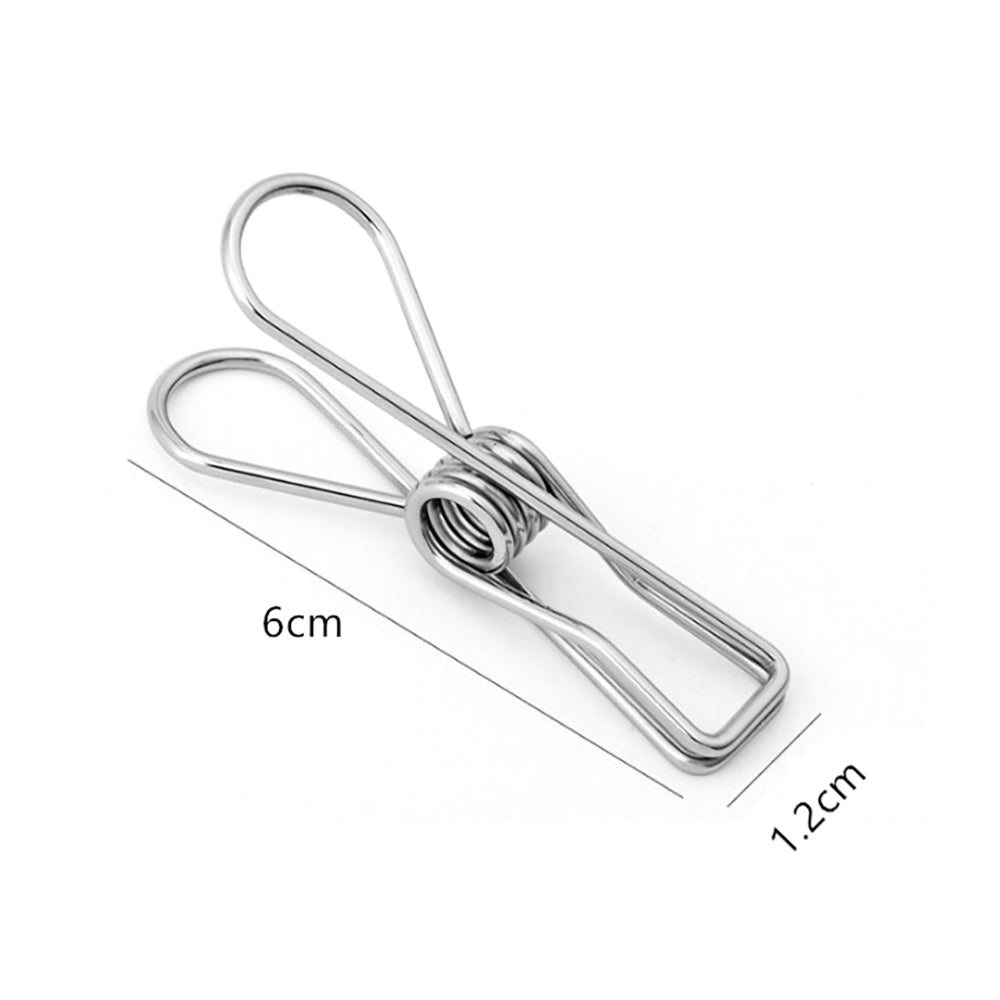 60pcs Stainless Steel Clothes Pegs Windproof Sealing Clamp