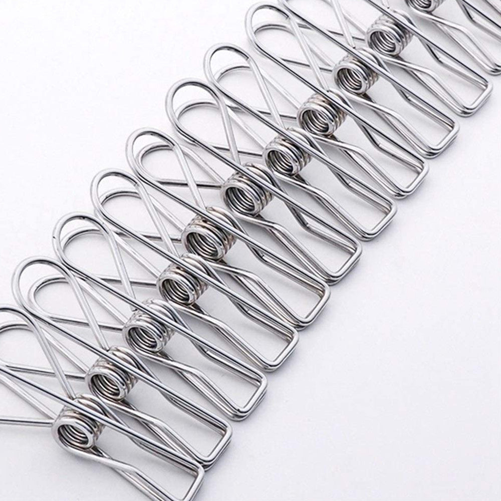 60pcs Stainless Steel Clothes Pegs Windproof Sealing Clamp