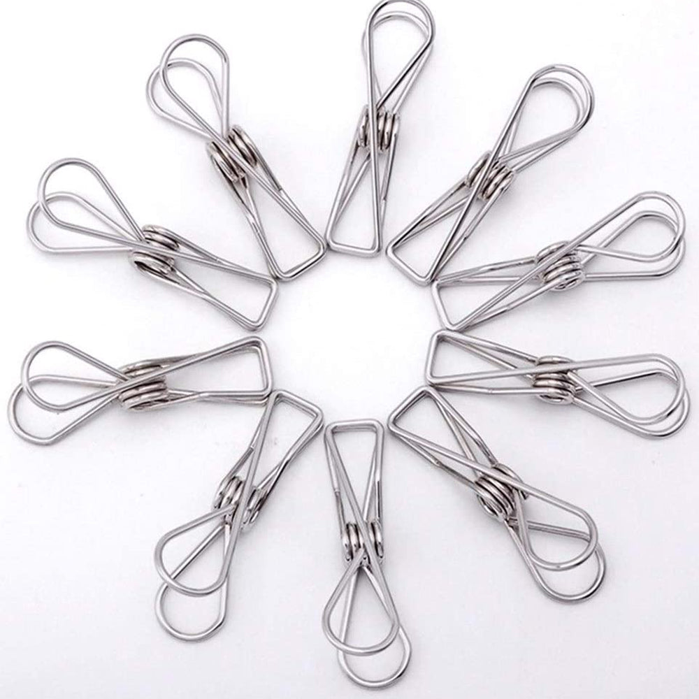 60pcs Stainless Steel Clothes Pegs Windproof Sealing Clamp