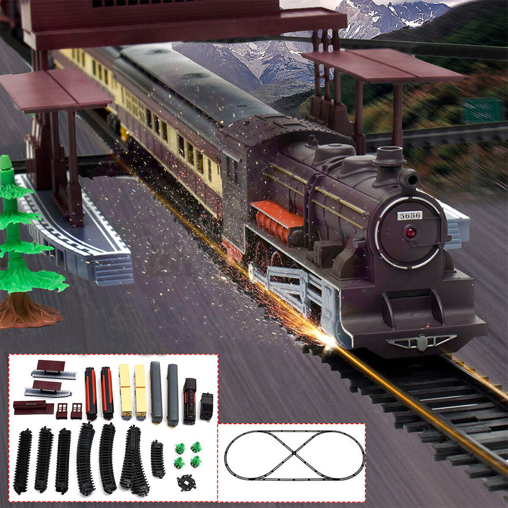 Electric Large Classic Train Set RAIL Vehicle Kids Toy Track-Battery Operated