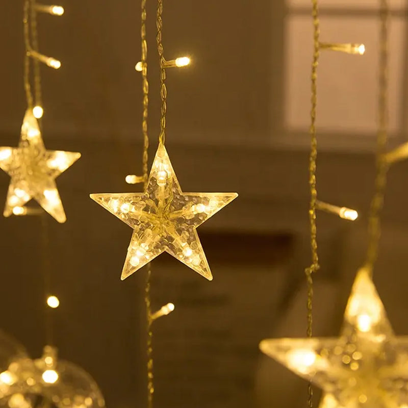 3.5m LED Curtain String Light Star & Moon Home Decorative Fairy Lamp