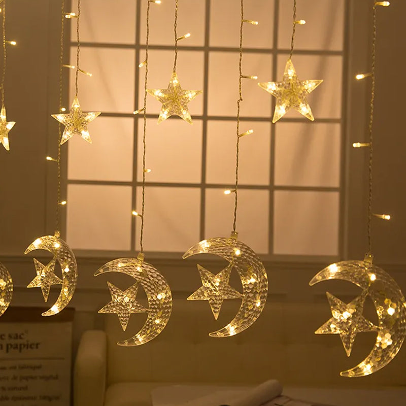 3.5m LED Curtain String Light Star & Moon Home Decorative Fairy Lamp