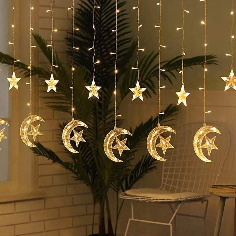 3.5m LED Curtain String Light Star & Moon Home Decorative Fairy Lamp