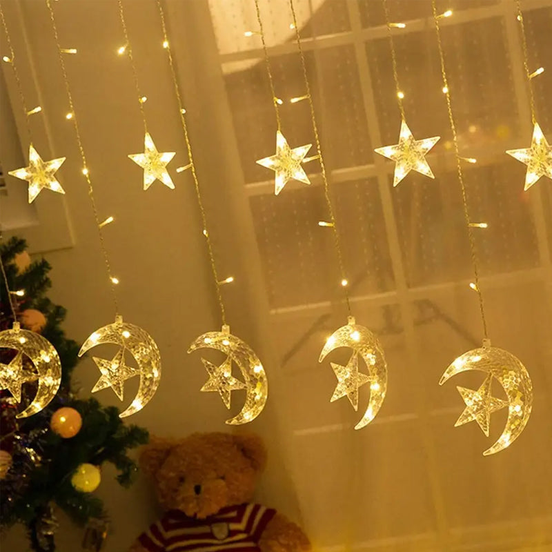 3.5m LED Curtain String Light Star & Moon Home Decorative Fairy Lamp