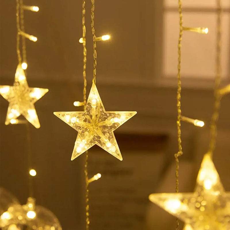 3.5m LED Curtain String Light Star & Moon Home Decorative Fairy Lamp