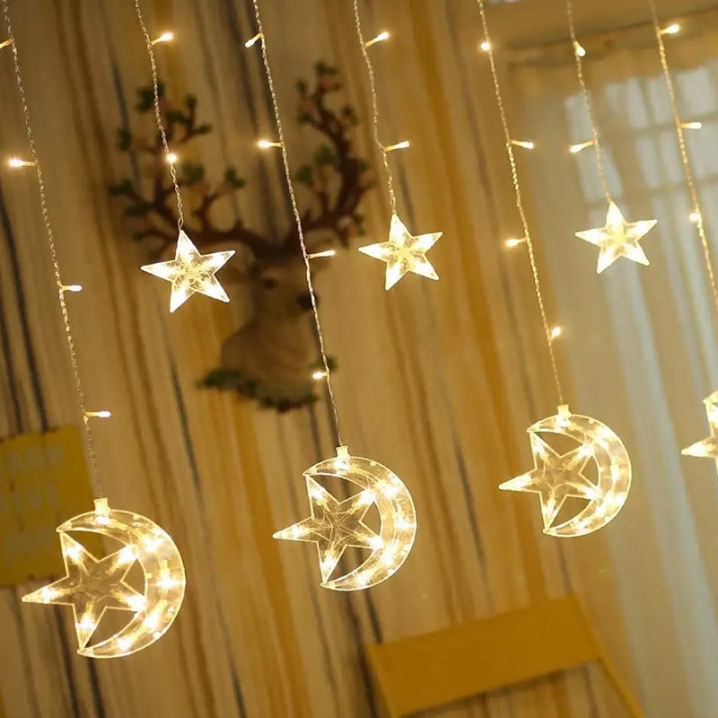 3.5m LED Curtain String Light Star & Moon Home Decorative Fairy Lamp