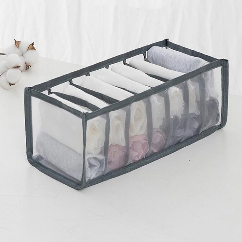 7 Grids Mesh Foldable Clothes Storage and Drawer Organizer