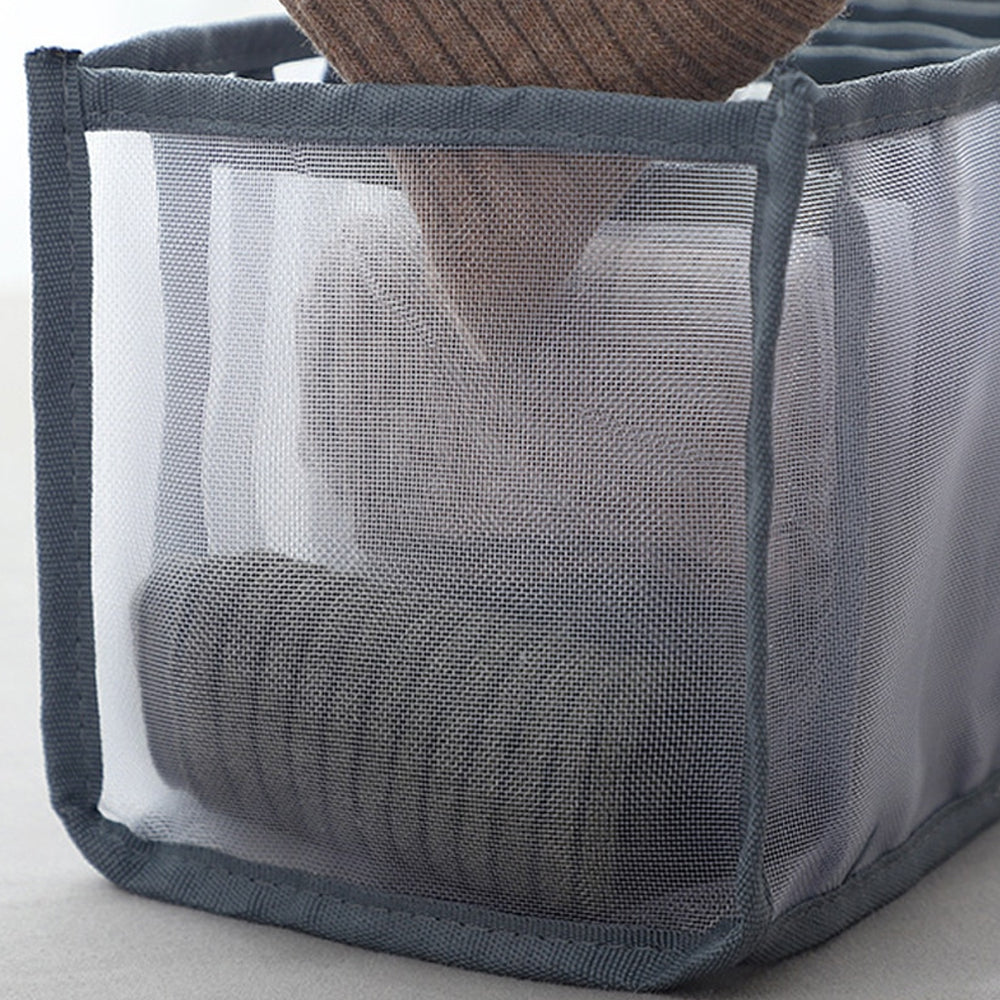 7 Grids Mesh Foldable Clothes Storage and Drawer Organizer