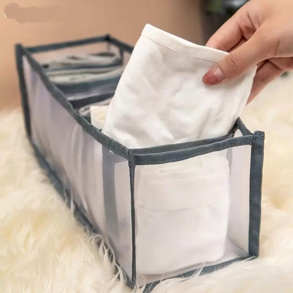 7 Grids Mesh Foldable Clothes Storage and Drawer Organizer
