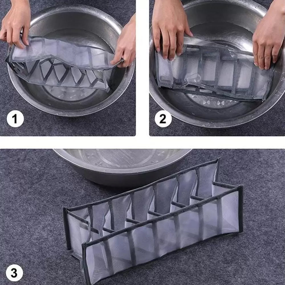 7 Grids Mesh Foldable Clothes Storage and Drawer Organizer