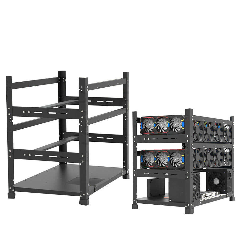 6/8/12 GPU Mining Rig Open Air Steel Miner Rig Case Parts Frame Crypto Coin Rack