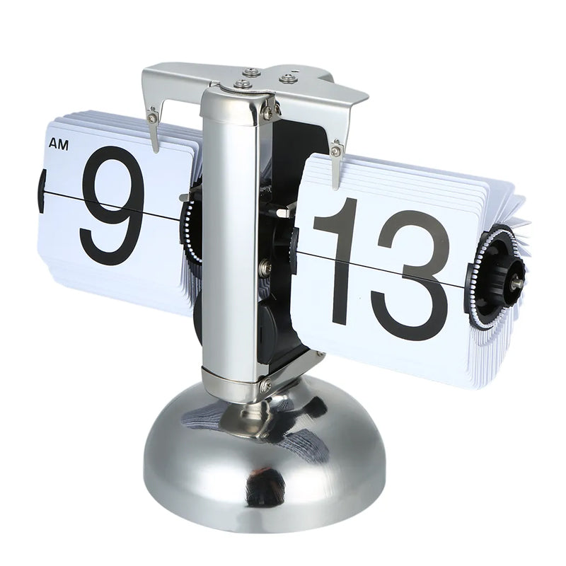 Automatic Page Turner Mechanical Desktop Vintage Clock- Battery Powered