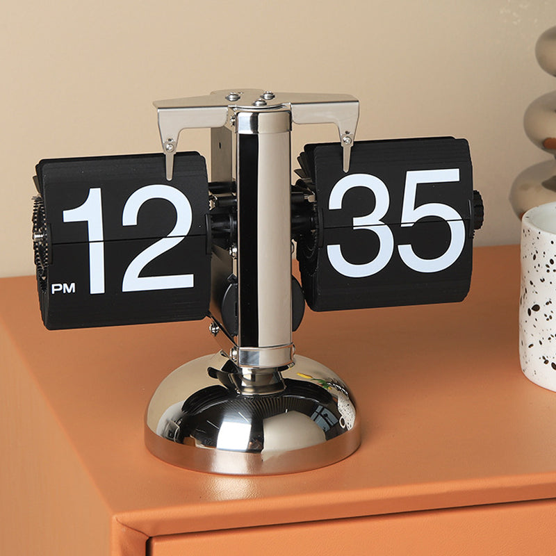 Automatic Page Turner Mechanical Desktop Vintage Clock- Battery Powered