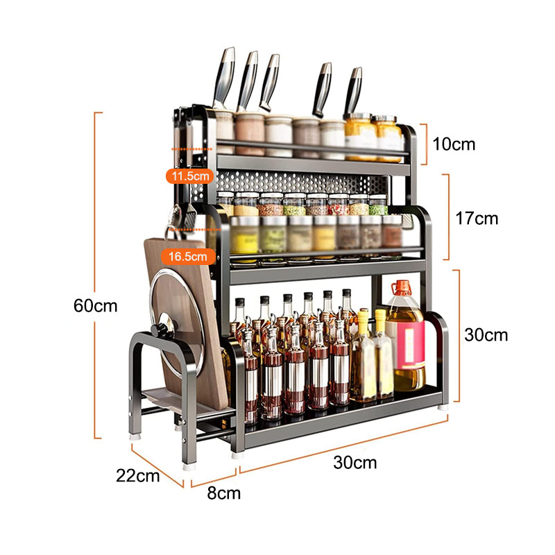 2 / 3 Tier Rack Holder and Organizer for Spice Storage, Bathroom or Countertop Organizer