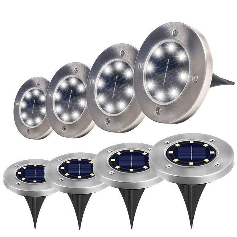 4 Pcs Solar Powered LED Light for Outdoor Garden Inground Recessed