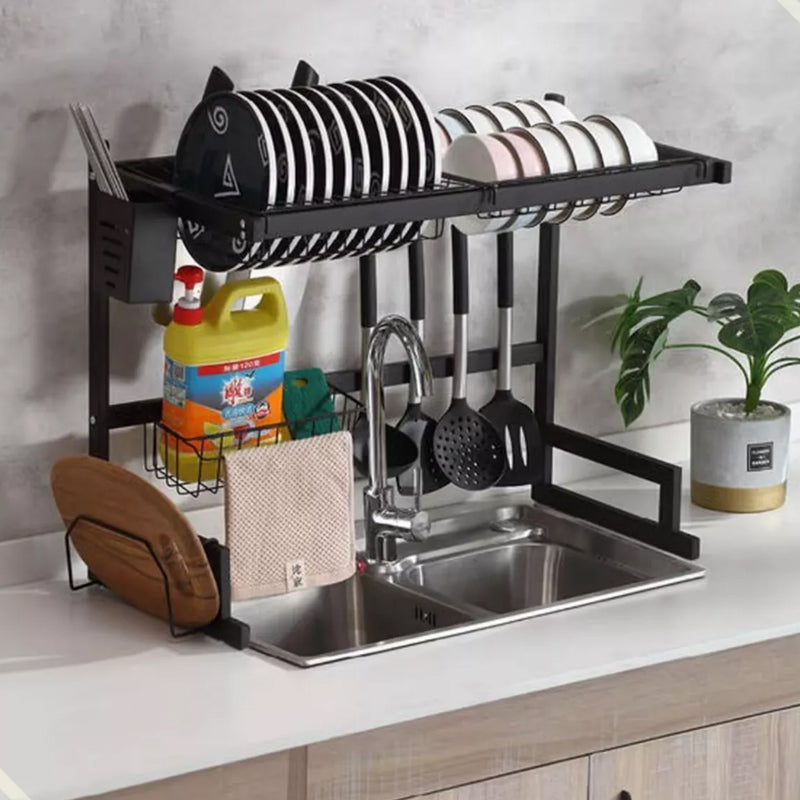 1 / 2 Tier Stainless Steel Dish Drying Rack and Kitchen Cutlery Organize