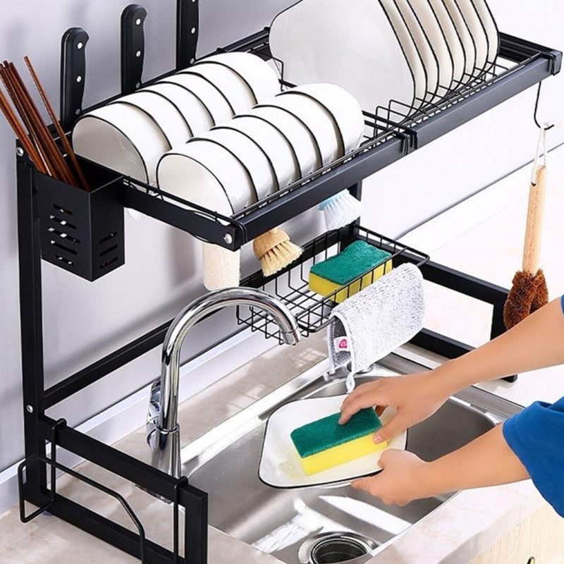 1 / 2 Tier Stainless Steel Dish Drying Rack and Kitchen Cutlery Organize