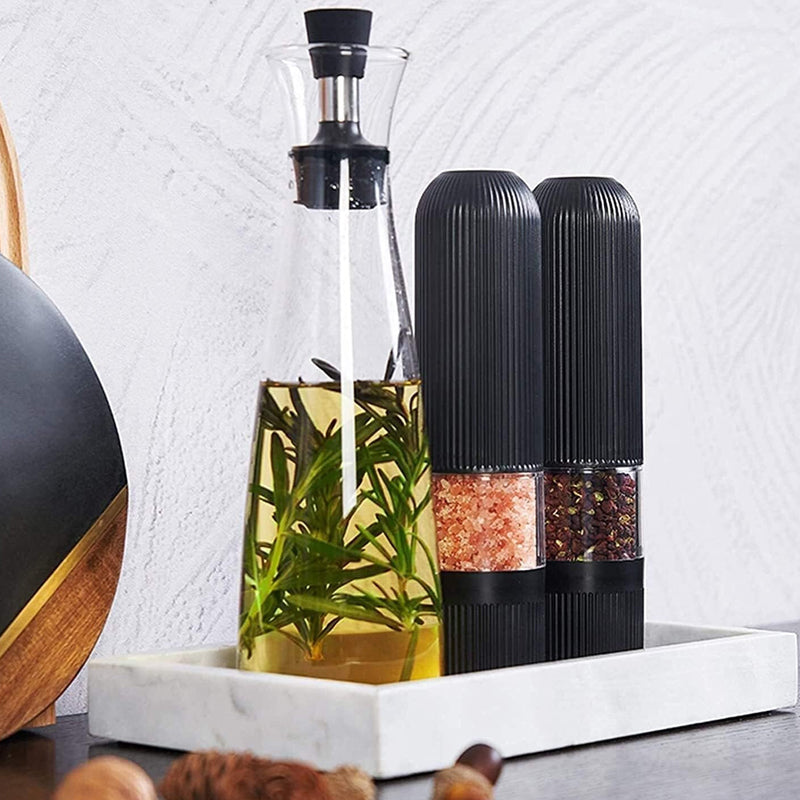 One-Hand Electric Salt Grinder and Pepper Mill with LED Light- Battery Operated