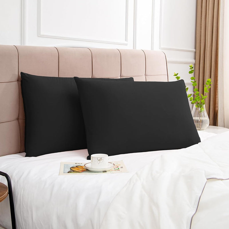 King/Queen Size Set of 2 Envelope Enclosure Solid Color Microfiber Pillowcases