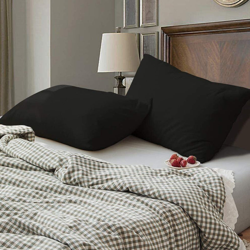 King/Queen Size Set of 2 Envelope Enclosure Solid Color Microfiber Pillowcases