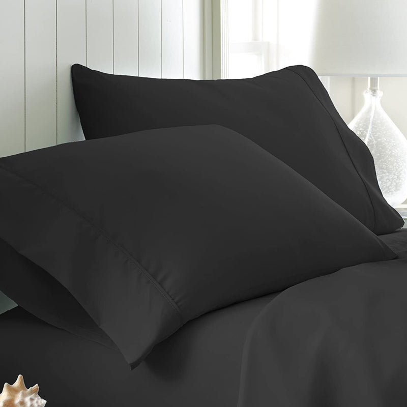 King/Queen Size Set of 2 Envelope Enclosure Solid Color Microfiber Pillowcases