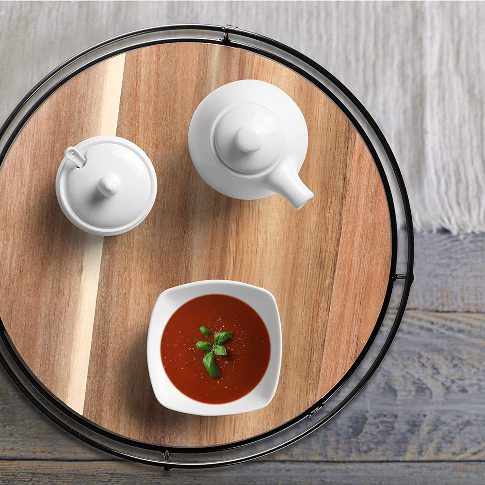 STORFEX 9 Inch Wood Lazy Susan Organizer - Premium Wooden Turntable