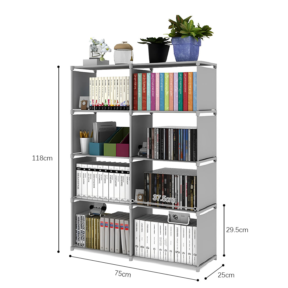 STORFEX 8-Grid Assembled Bookshelves Storage Rack