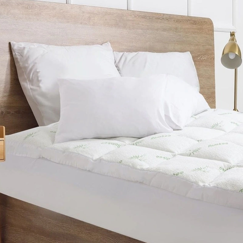 Thick and Breathable Natural Bamboo Mattress Topper Soft Quilted Bed Protector