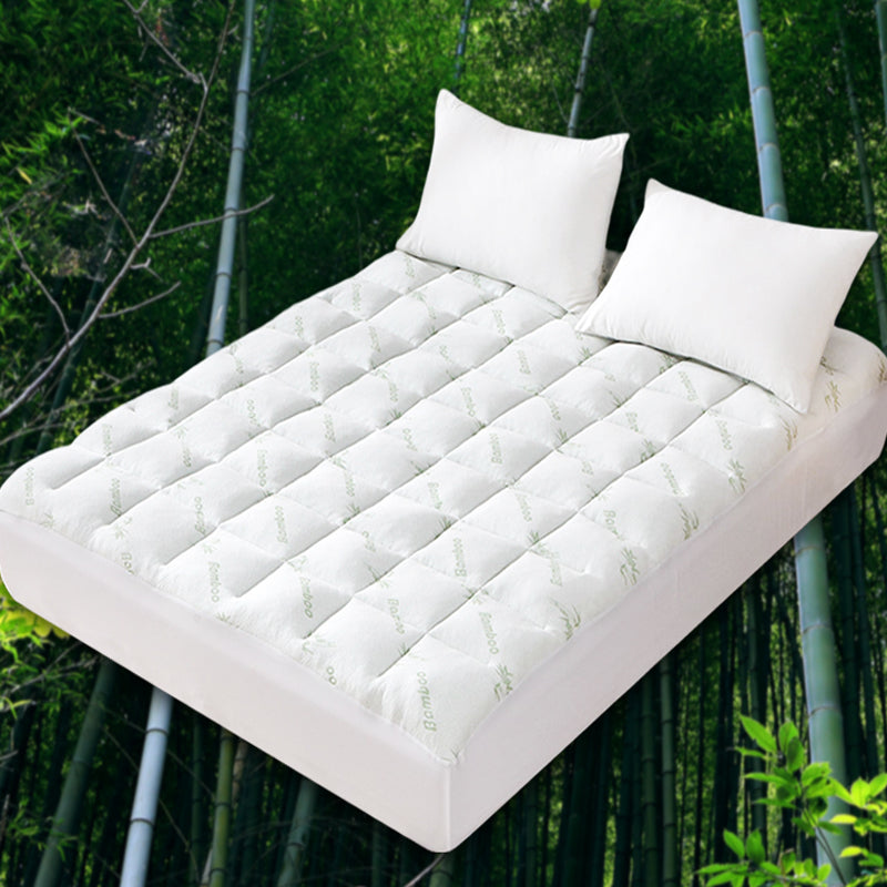 Thick and Breathable Natural Bamboo Mattress Topper Soft Quilted Bed Protector