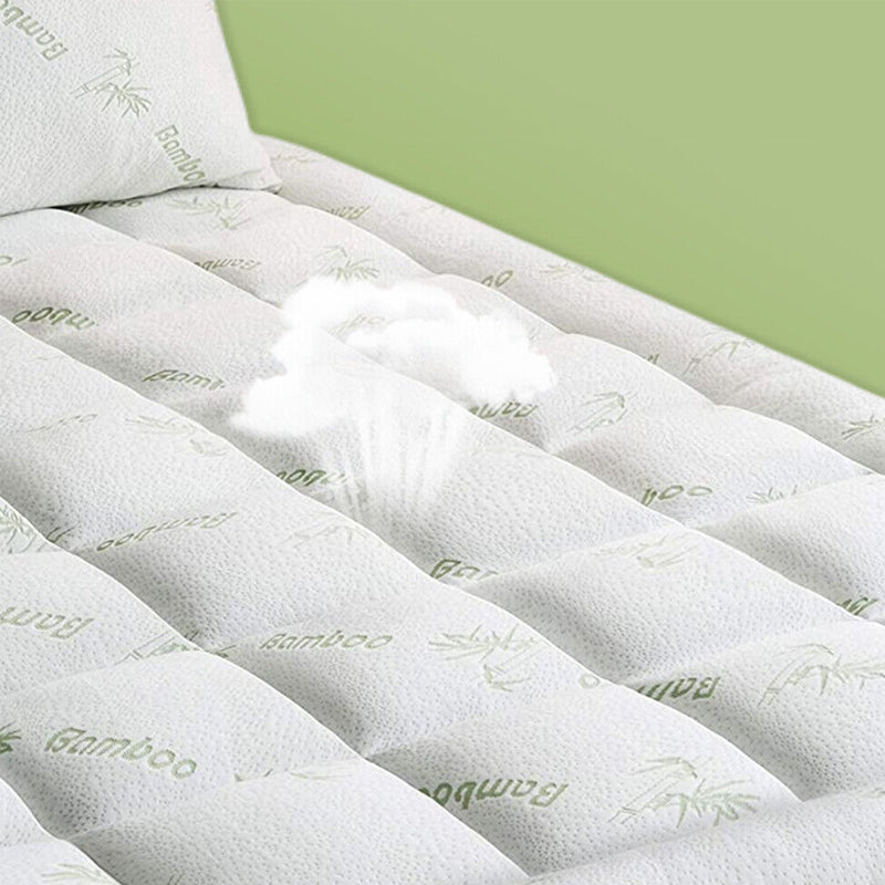 Thick and Breathable Natural Bamboo Mattress Topper Soft Quilted Bed Protector