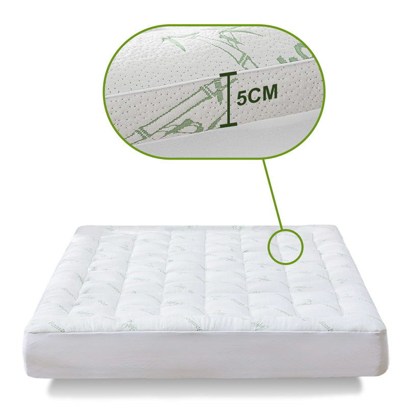 Thick and Breathable Natural Bamboo Mattress Topper Soft Quilted Bed Protector