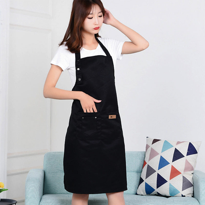 Washable Canvas Butcher and Server Kitchen Cooking Apron Café Uniform Apron with Pockets