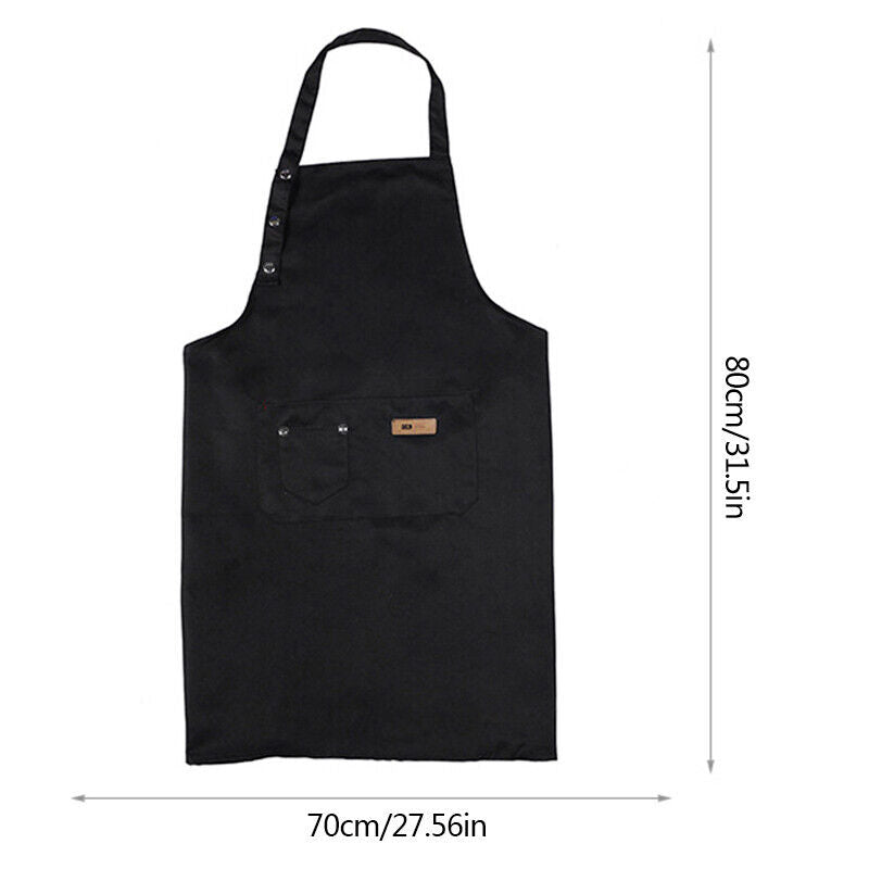 Washable Canvas Butcher and Server Kitchen Cooking Apron Café Uniform Apron with Pockets