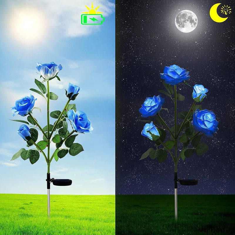 75cm Long Stemmed Garden Rose Decorative Outdoor Garden Flower Light- Solar Powered