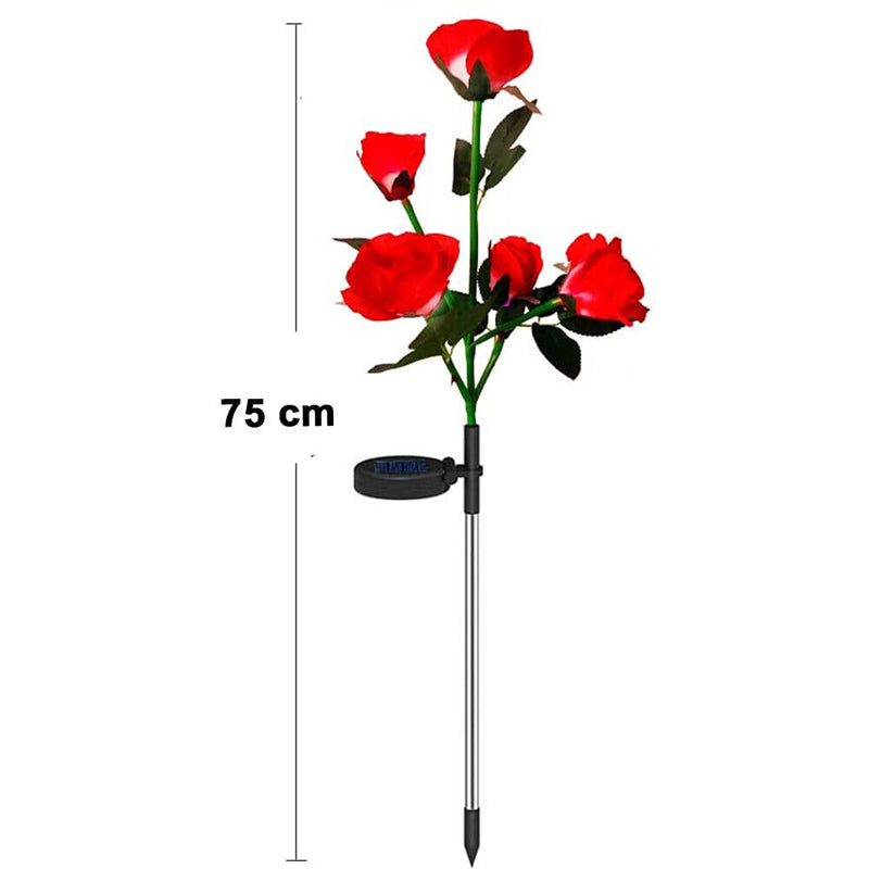 75cm Long Stemmed Garden Rose Decorative Outdoor Garden Flower Light- Solar Powered