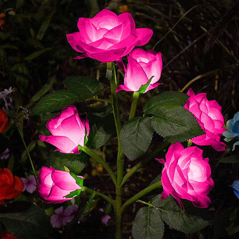 75cm Long Stemmed Garden Rose Decorative Outdoor Garden Flower Light- Solar Powered