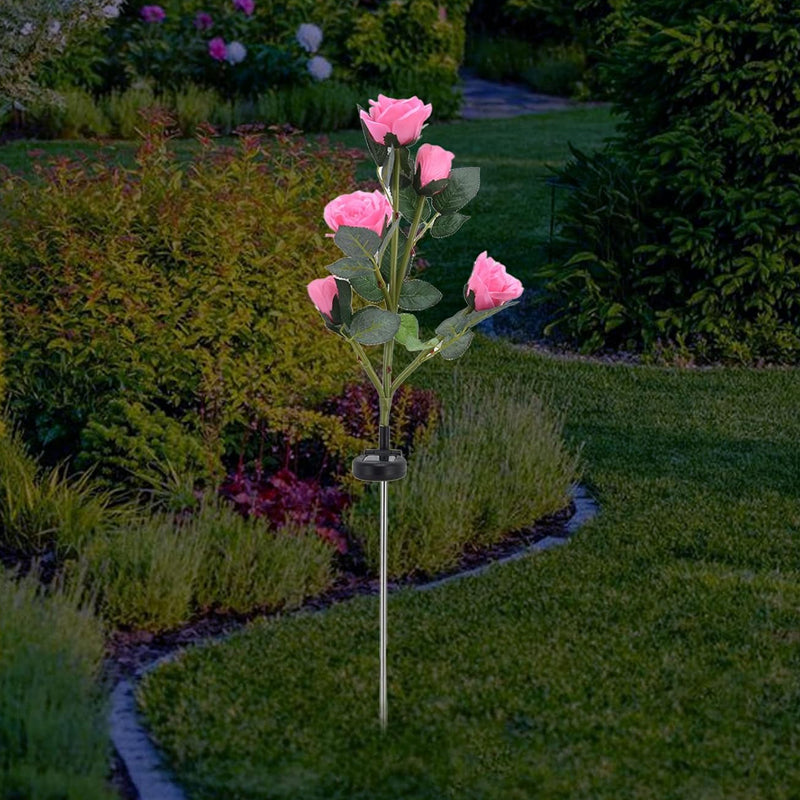 75cm Long Stemmed Garden Rose Decorative Outdoor Garden Flower Light- Solar Powered