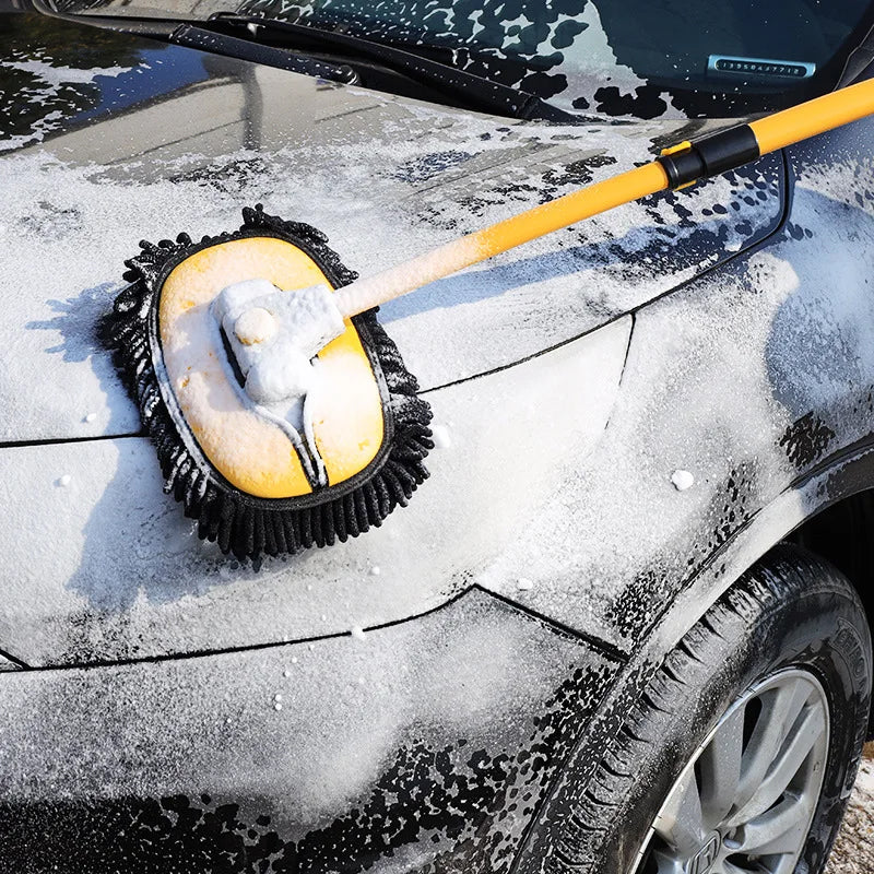 Extendable Long Handles Car Window Cleaning Mop with Scratch - Free Bristles