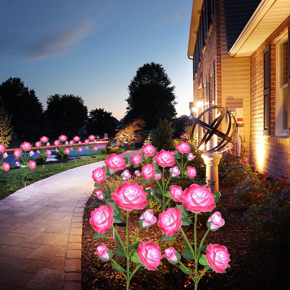 75cm Long Stemmed Garden Rose Decorative Outdoor Garden Flower Light- Solar Powered