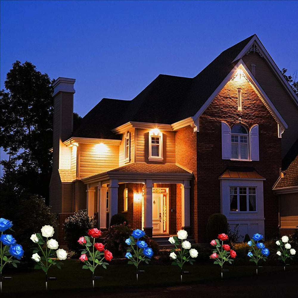 75cm Long Stemmed Garden Rose Decorative Outdoor Garden Flower Light- Solar Powered