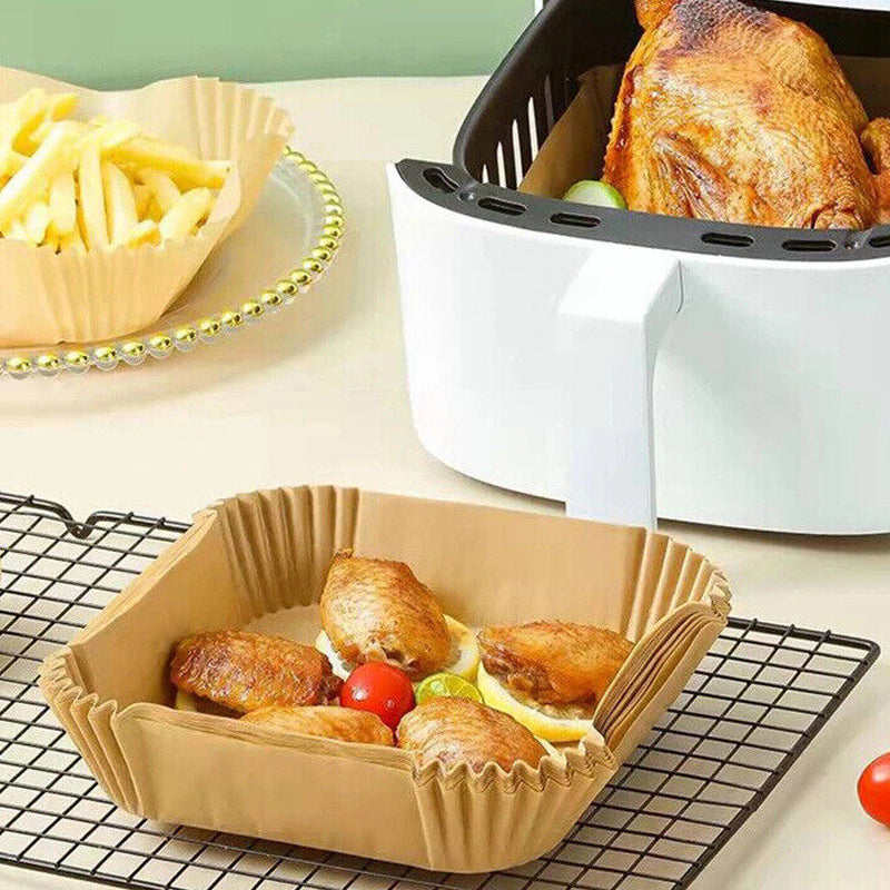 50pcs Air Fryer Disposable Non-Stick Pan Parchment Baking Paper Liner - Available in Round and Square