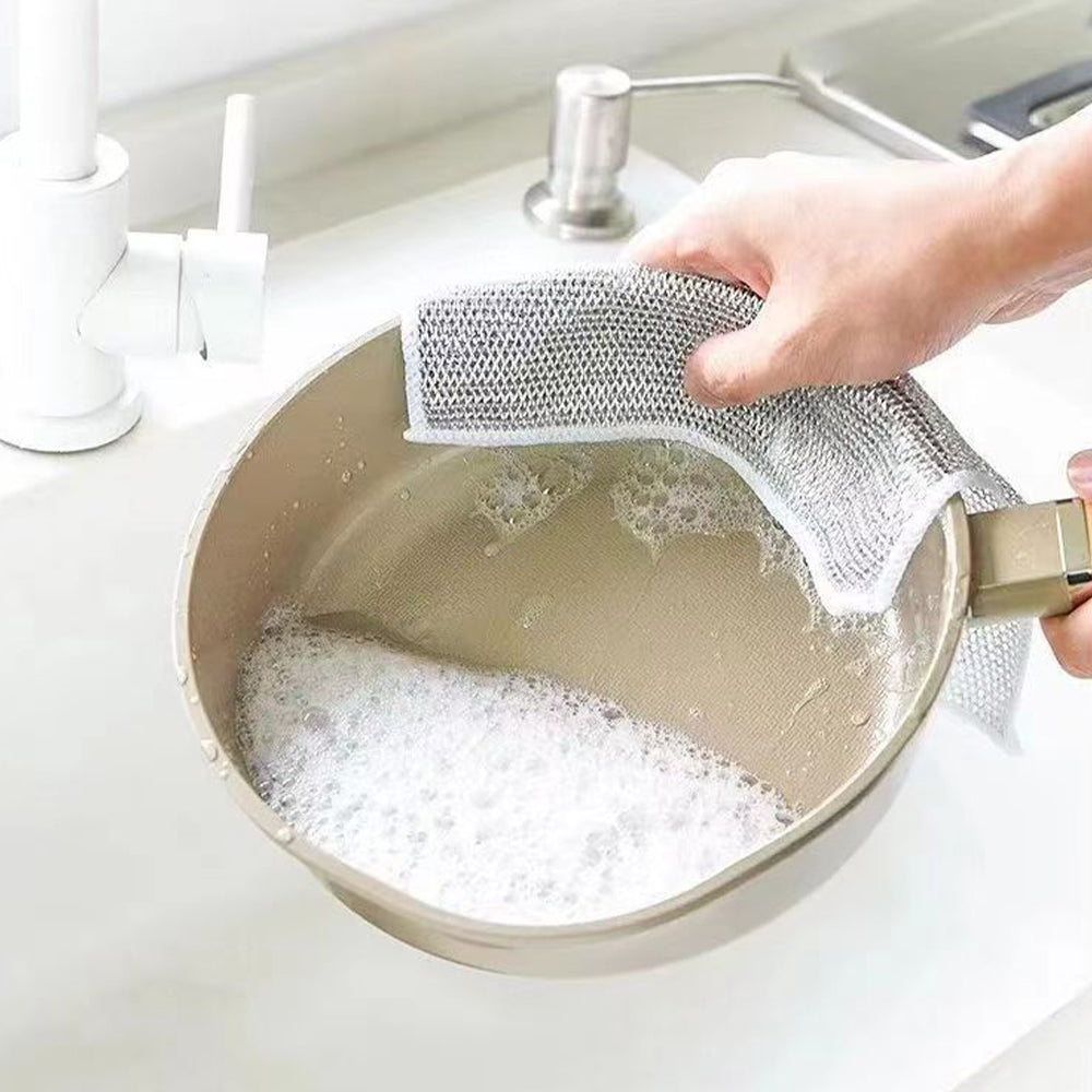 5/10pcs Non-stick Oil-free Mesh Wire Dishwashing Cloth For Kitchen Stove Dishwashing And Pot Washing