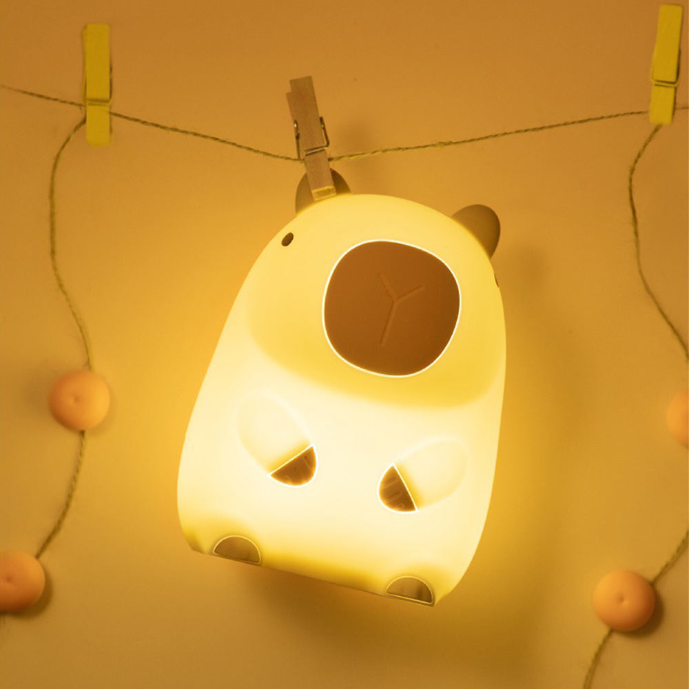 Novelty Cartoon Capybara Shaped Soft Silicone LED Night Light with Rechargeable and Touch Control