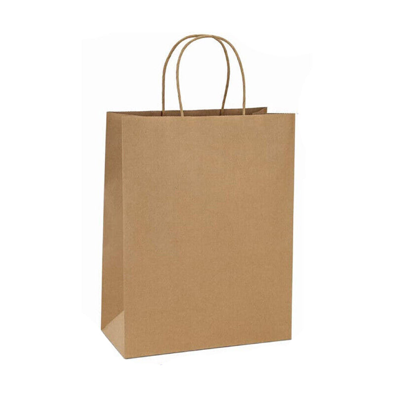 50pcs Brown Kraft Paper Bags with Handle for Gifts and Souvenirs - Available in S, M, L