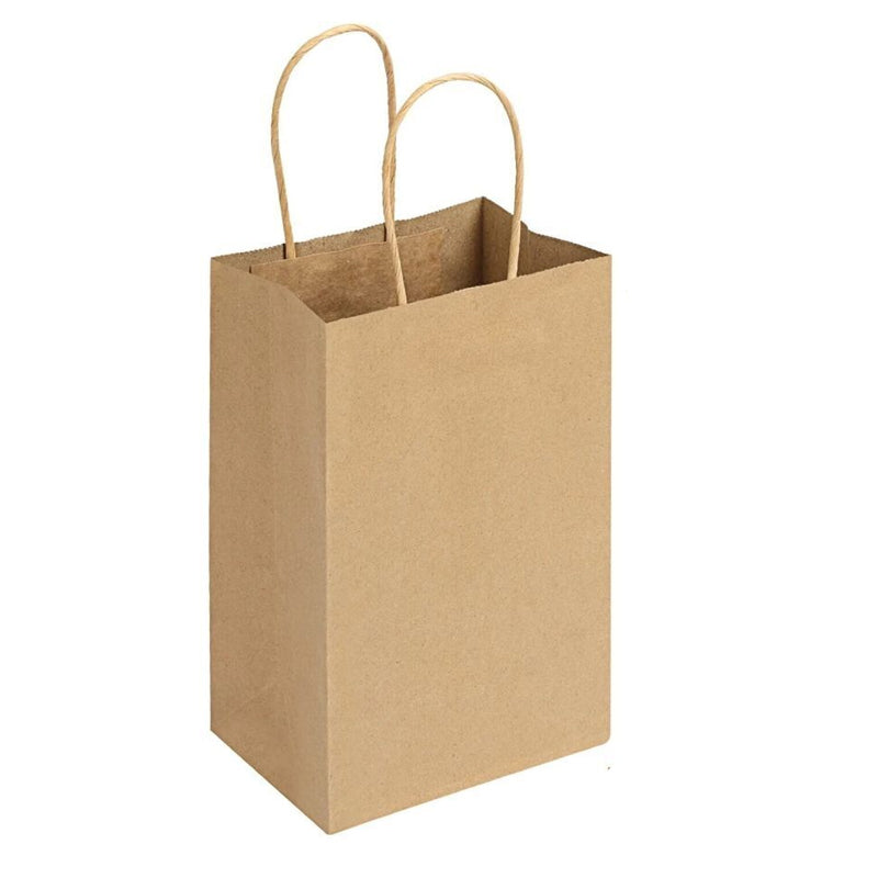 50pcs Brown Kraft Paper Bags with Handle for Gifts and Souvenirs - Available in S, M, L
