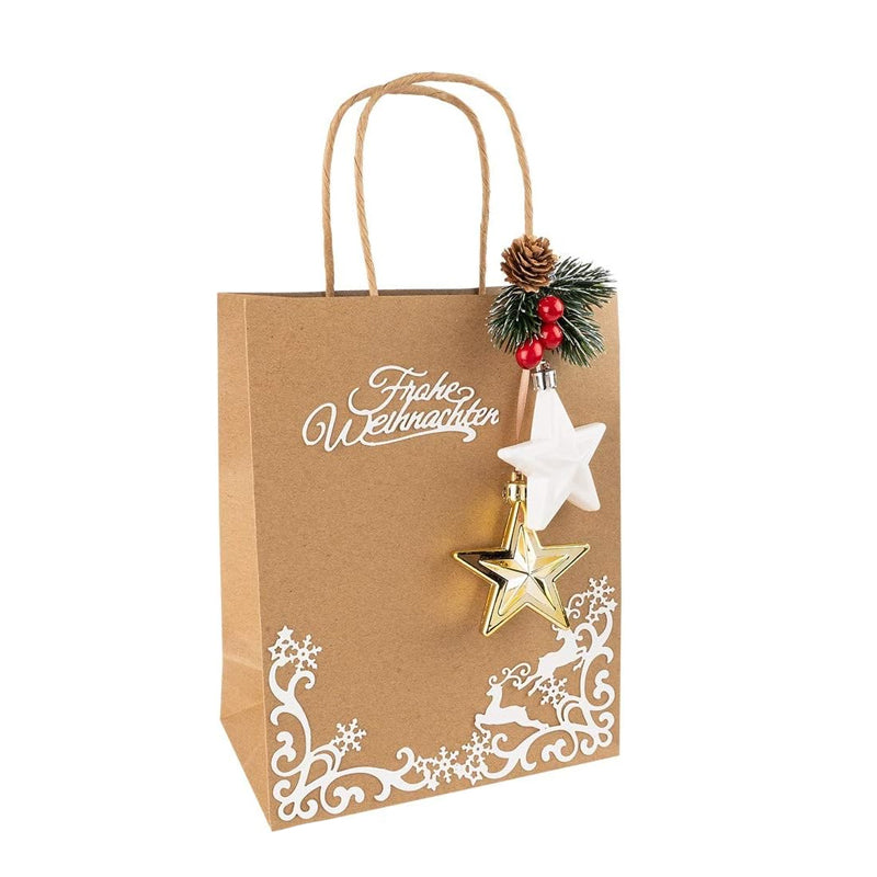50pcs Brown Kraft Paper Bags with Handle for Gifts and Souvenirs - Available in S, M, L
