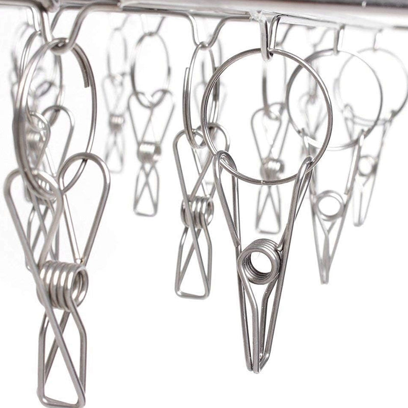 30 Pegs Thickened Stainless Steel Underwear Sock Hanger Laundry Airer Dryer Rack