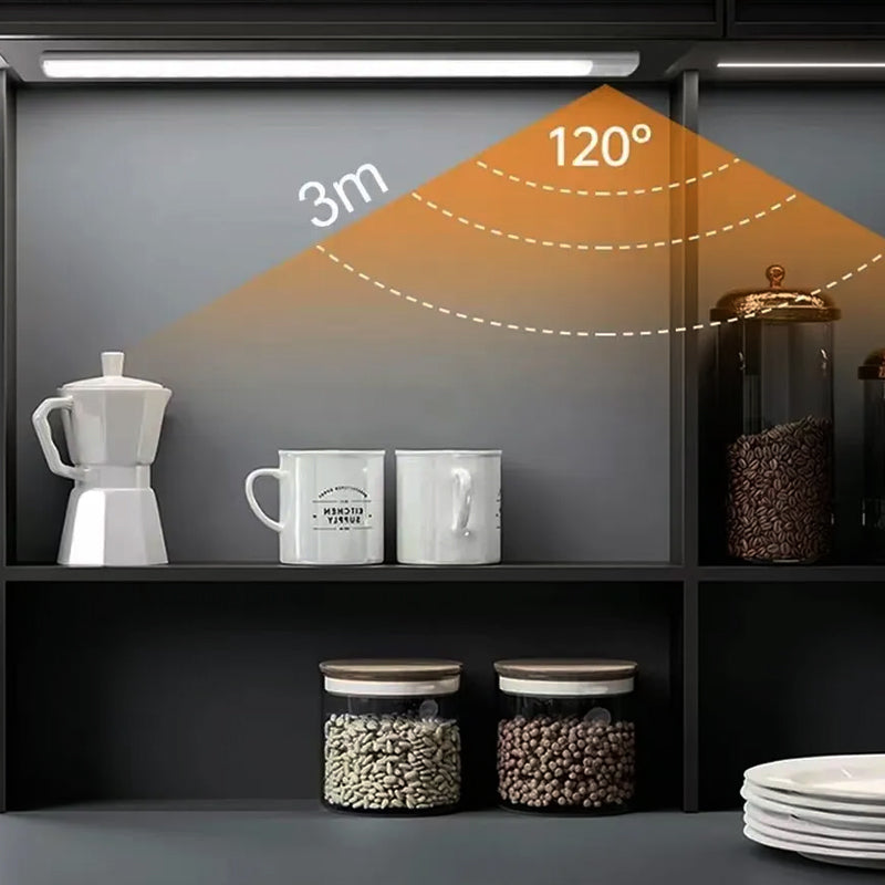LED Motion Sensor Under Closet Cabinet Light Rechargeable Magnetic Dimmable Lamp
